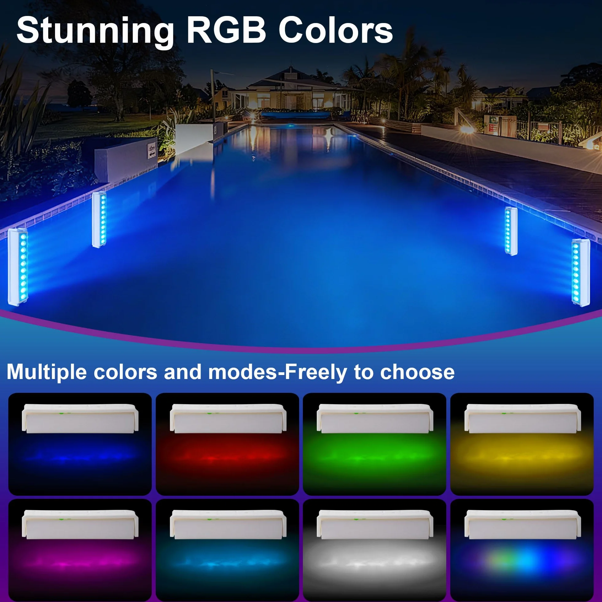 Luce LED subacquea per piscina senza fili e ricaricabile, lampada sommergibile con telecomando, 8 modalità di illuminazione, IP68 impermeabile piscina fuori terra, stagni e feste (set di 2)