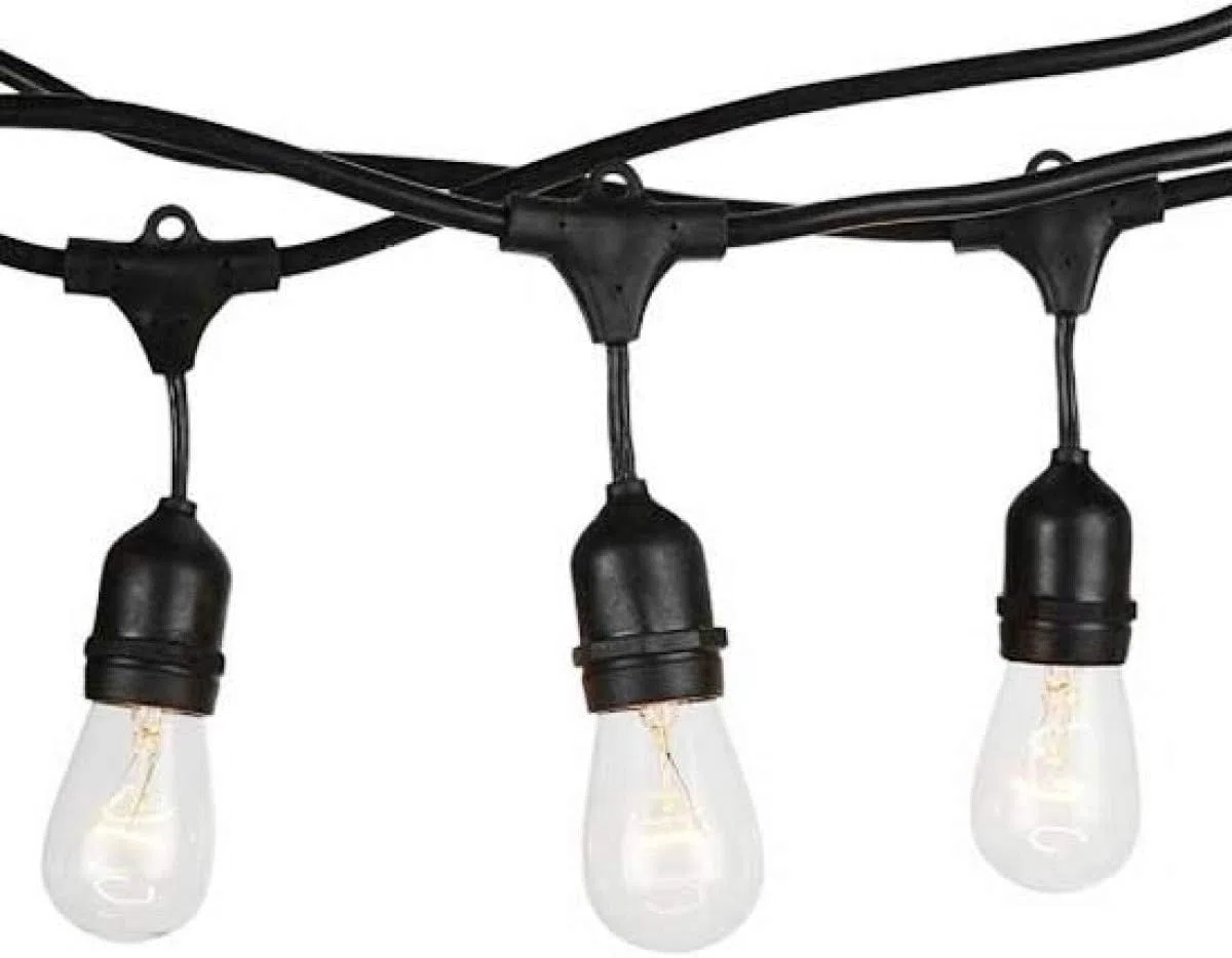 SQUADO Catena Luminosa E27 Catenaria 10 Portalampade Da 10 Metri, Cavo Nero Prolungabile led Cordoniera Uso Sia Esterno Che Interno