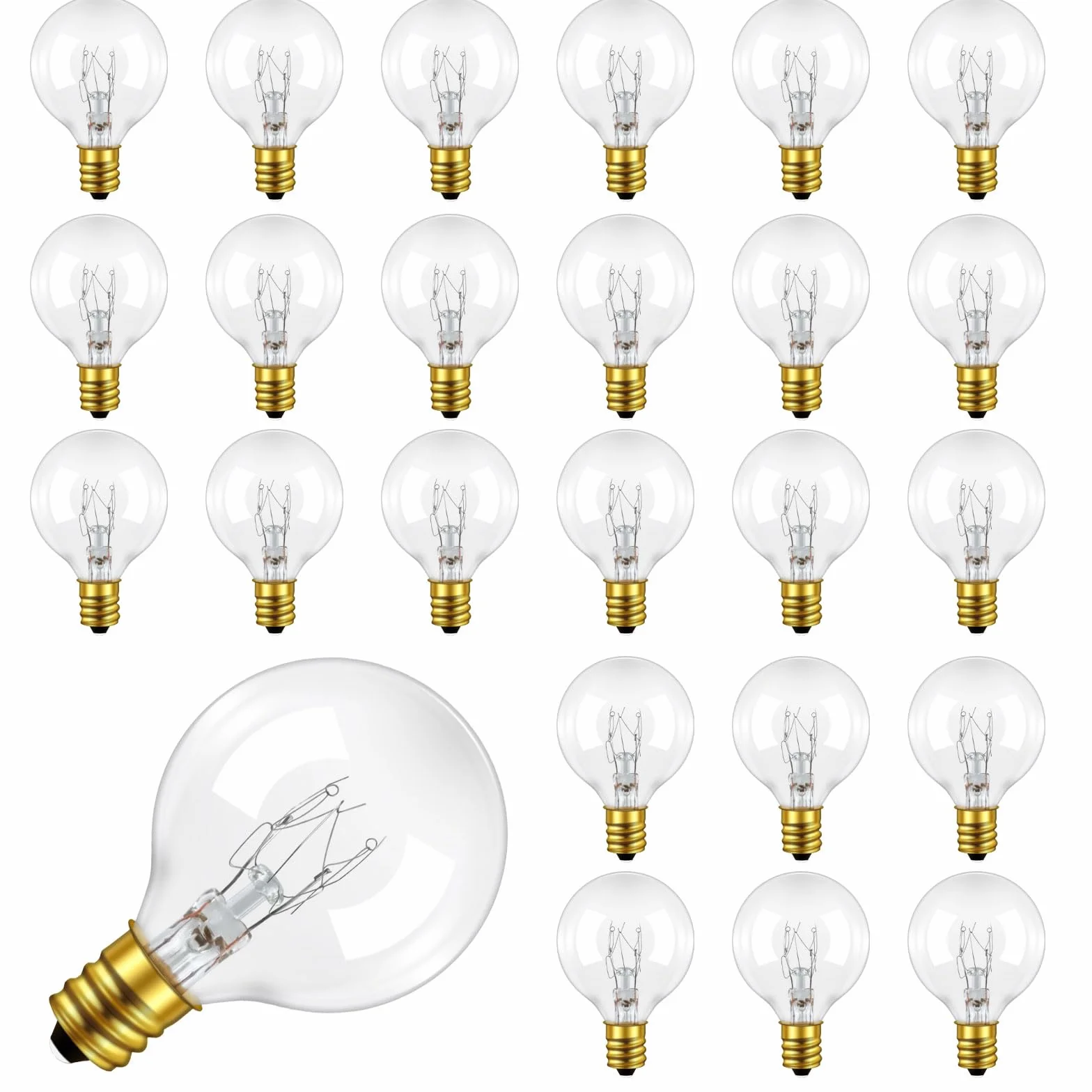 25 Pezzi E12 G40 Lampadina di Ricambio 7 Watt, Bianco Caldo 2200K, AC 220-240V, G40 Globo Ricambio Lampadine Catene Luminose, Decorazione Lampadina per Esterno Garden, Patio, Nuziale, Festa