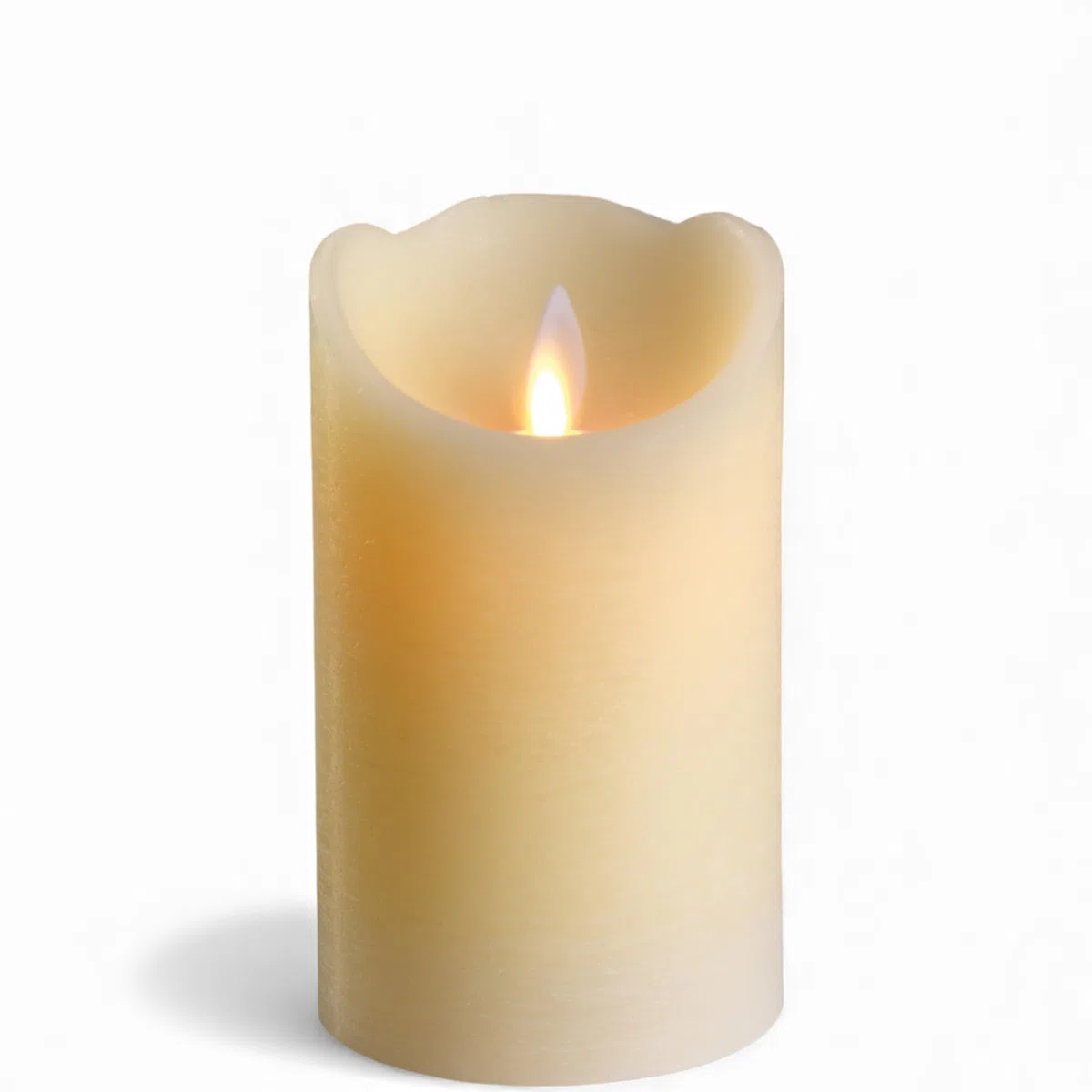 MIJOMA Candela a LED in vera cera con fiamma tremolante, timer e funzionamento a batteria, per interni con luce bianca calda, aspetto naturale (crema, superficie strutturata, diametro 7,5 cm x 12,5 cm