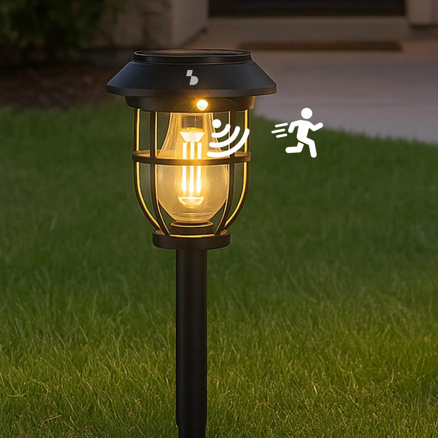 BEPER P207ILO106 Lampada Solare da Giardino con Sensore di Movimento – Luce Solare da Esterno con Picchetto e Manico, 3 Modalità di Illuminazione, Accensione Automatica, IP44