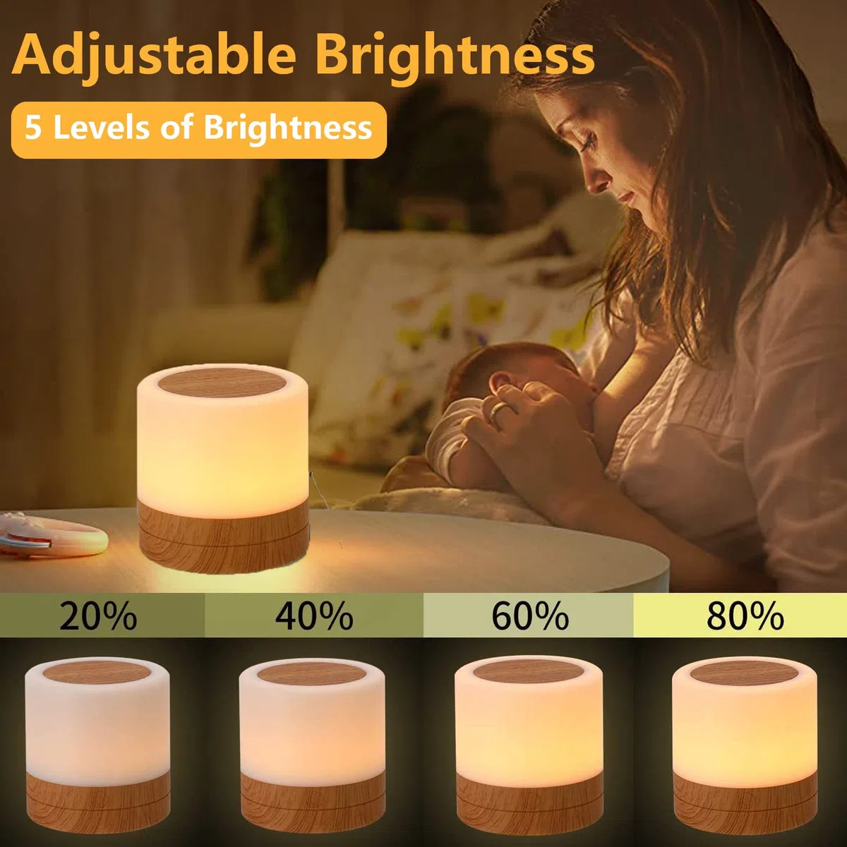 LED Luce Notturna Bambini, MINI Lampada da Comodino Touch Dimmerabile con 13 Colori, Luminosità Regolabile Telecomando, per Camera da Letto Cameretta dei Bambini