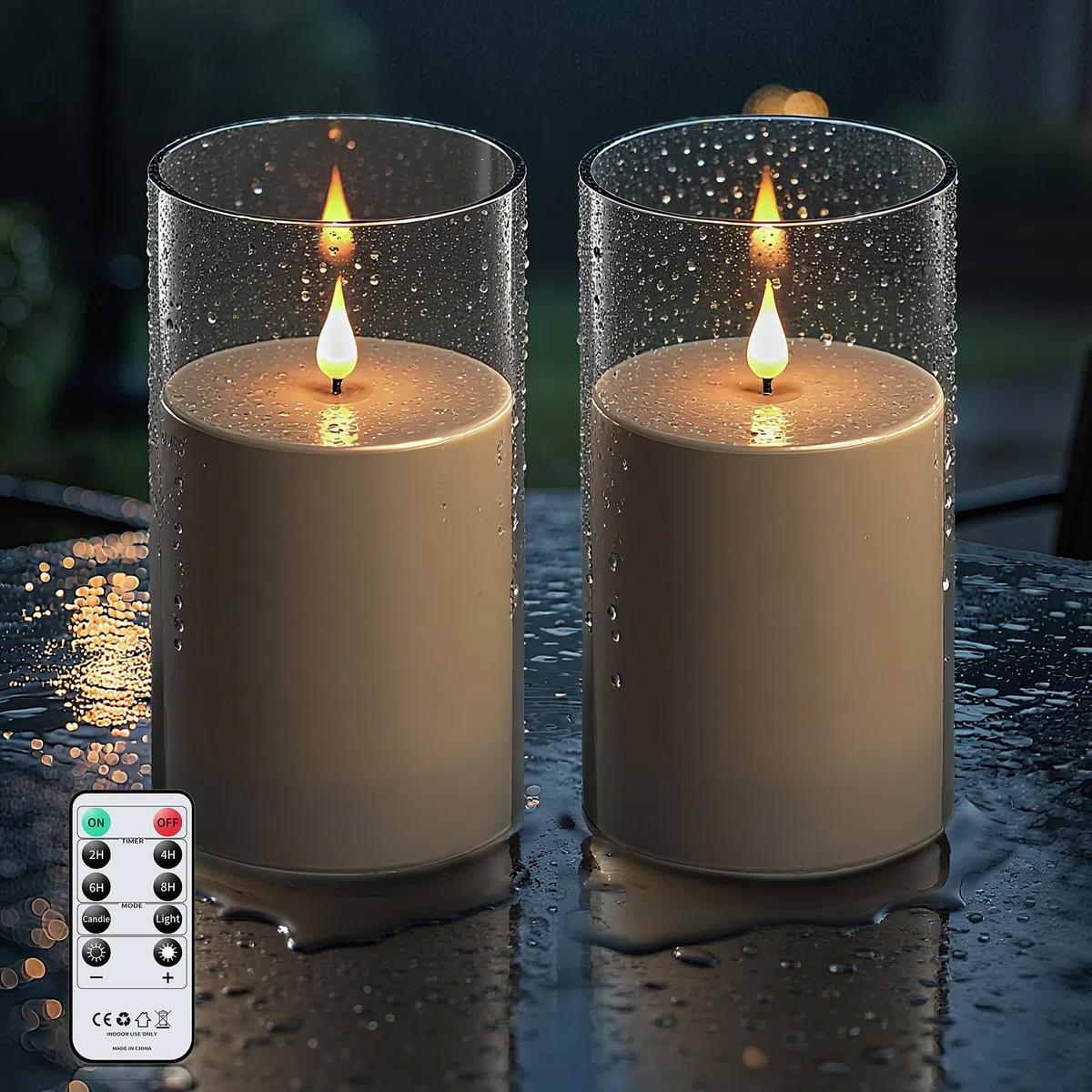 Forever Speed 2PCS Candele LED Esterni Impermeabili con Telecomando & Timer, 10cm x 17.5cm Acrilico Candele Senza Fiamma a Batteria Lumini LED Grandi Decorazione per Esterni - Grigio
