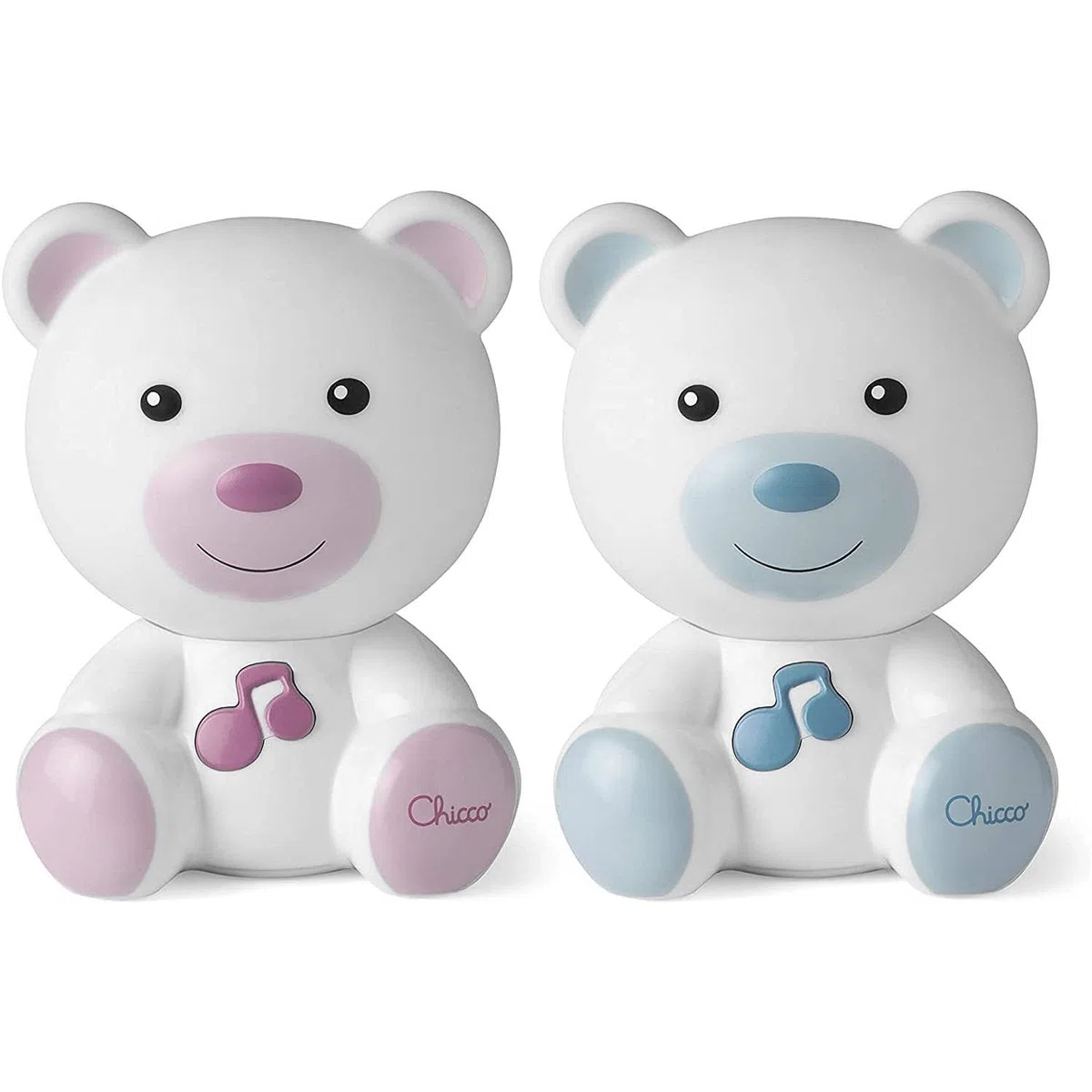 Chicco - Luce Notte e Luce Guida, Lampada Portatile a Forma di Orso con Musica Classica e Suoni Rilassanti, Evolutive, Rosa, 0 mesi +
