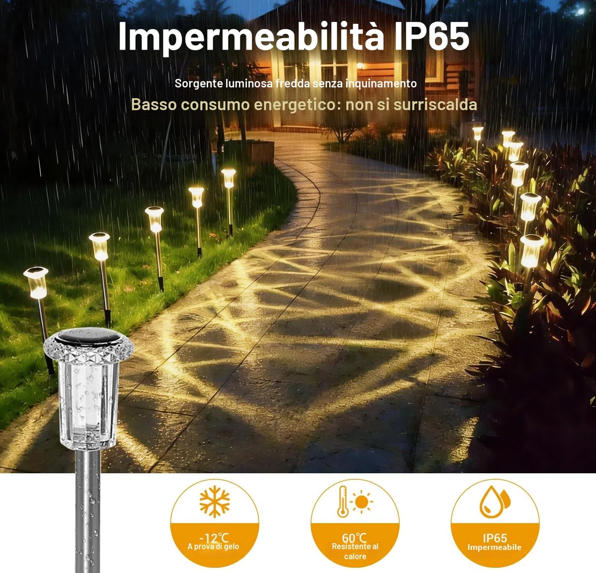 Aourow Lampade Solari da Giardino per Esterni, 6 Pezzi Lampade da Giardino a Luce Calda Solari, Lampade Solari LED Impermeabili per Giardino, Balcone, Terrazza, Prato, Vie, Cortile