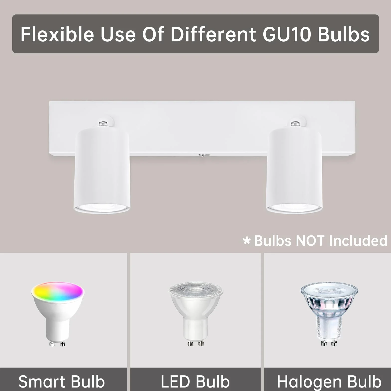 Ketom Lampada Faretti da Soffitto Orientabili, GU10 Faretti LED da Soffitto Bianco, Moderna Plafoniera LED Faretti 2 Luce, Faretto da Parete Interno per Barra, Cameretta, Cucina, Senza Lampadina