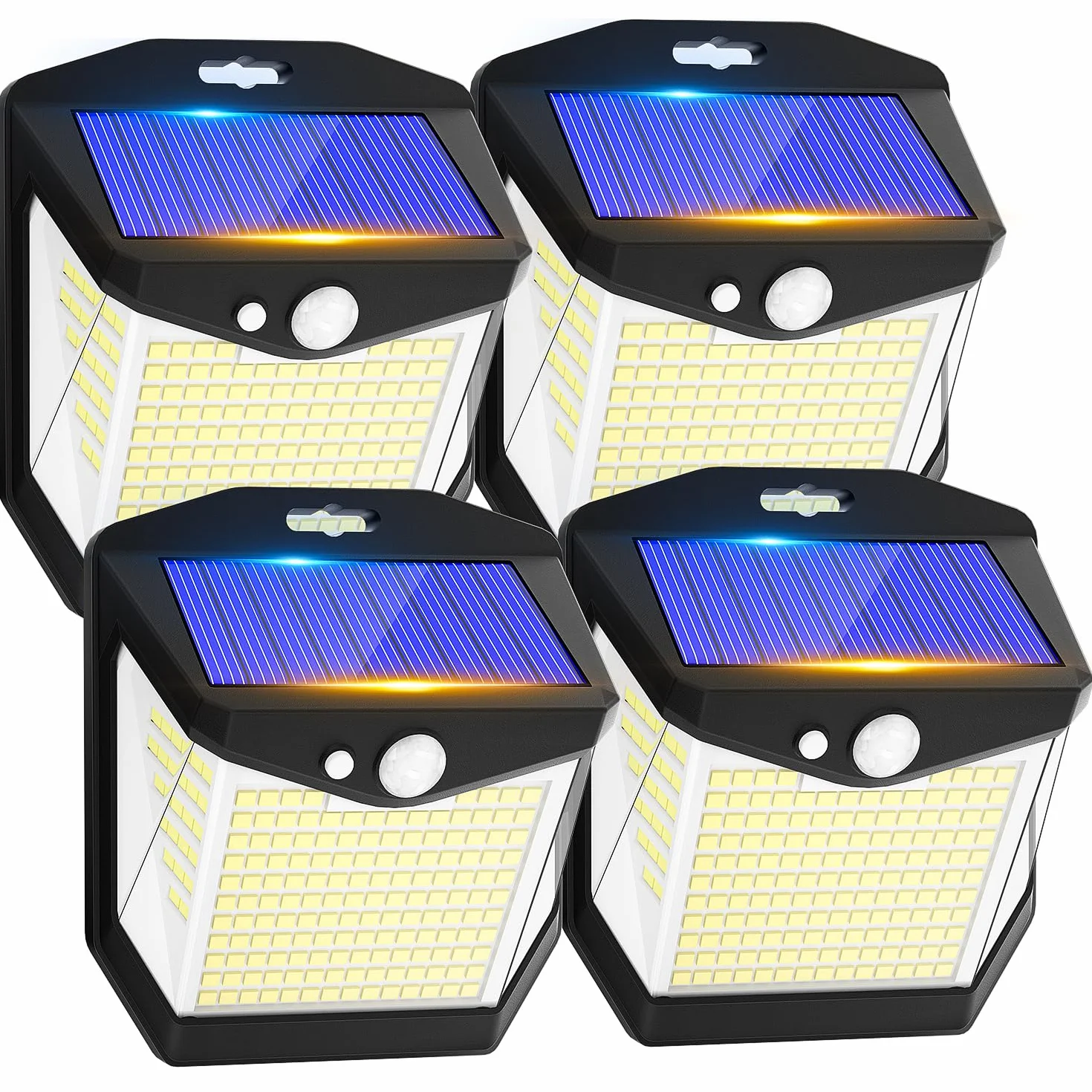 Luci LED Esterno Giardino Solare - 248 LED Luce Esterno con Pannello Solari con Sensore da Movimento 3 Modos 270° Illuminazione Lampada Solare da Esterno IP65 Impermeabile per Parete Garage 4 Pezzi