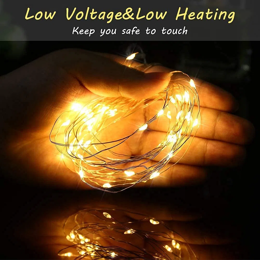 Stringa Luci LED a Batteria, 15 Pezzi Impermeabile 20 LED 2M Mini Lampada a Fili di Rame Bianco Caldo per Interni ed Esterni, Natalizi, Matrimoni, Feste di Compleanno, Decorazione da Giardino