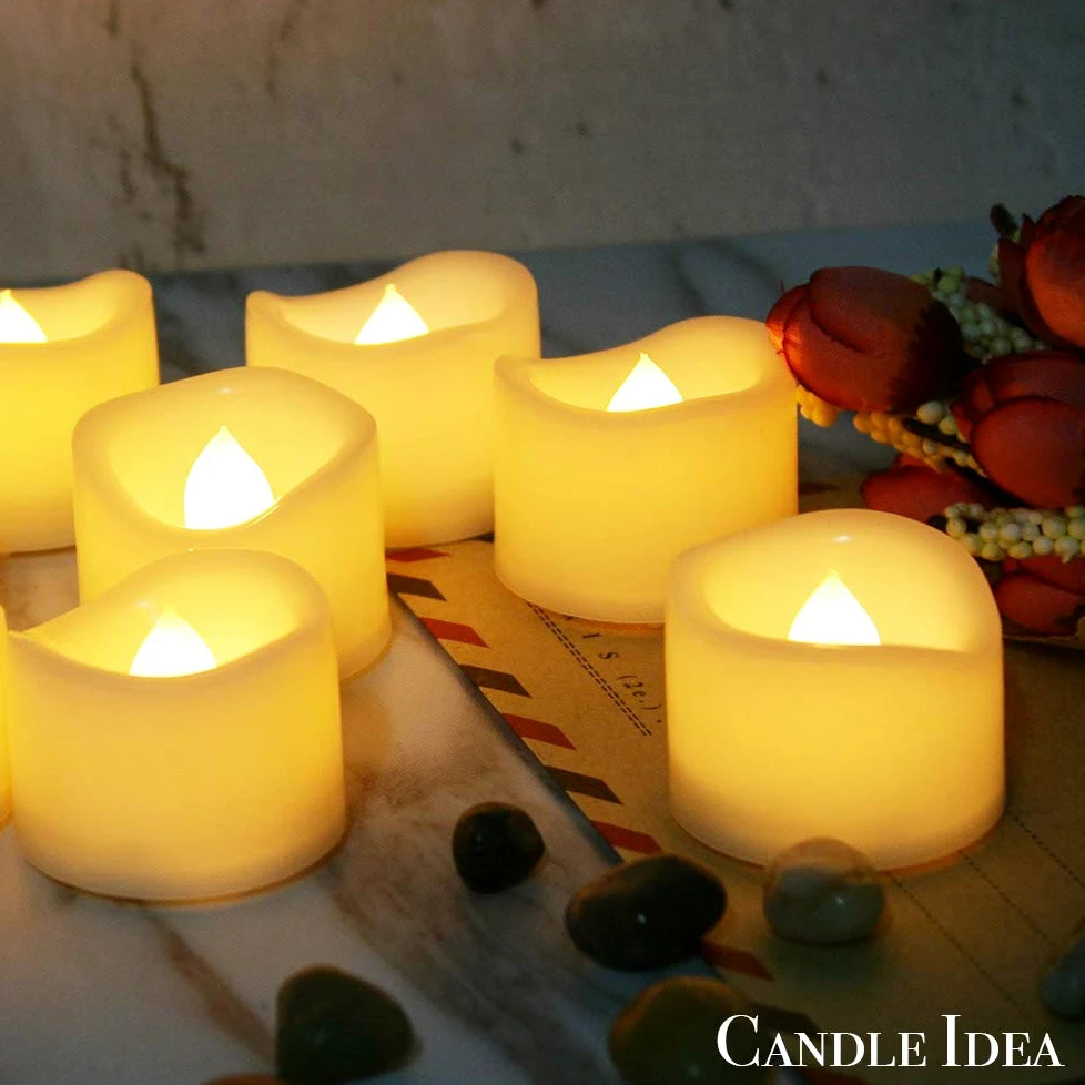 24 candele votive a LED senza fiamma tremolanti, funzionano a batterie/tremolanti elettriche, candele finte sfuse per Halloween, Natale, matrimoni, feste, ecc. (bianco caldo)
