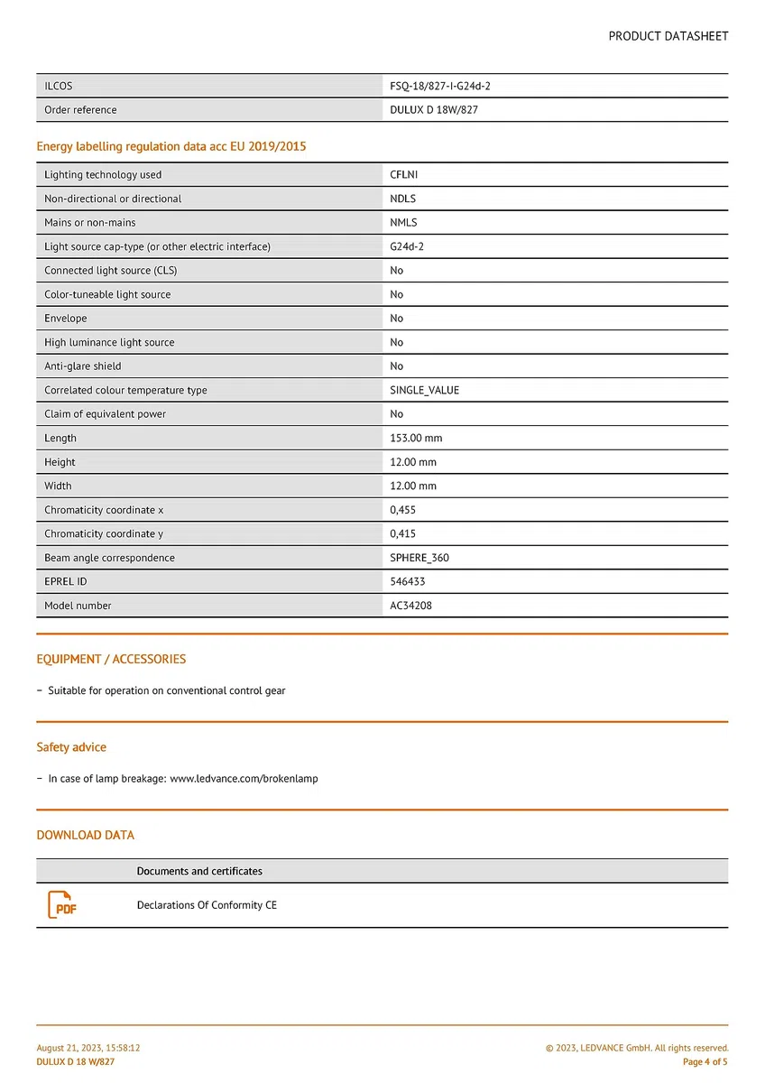 LAMPADA DULUX D G24-d2 OSRAM 18W LUCE CALDA 2700K 827