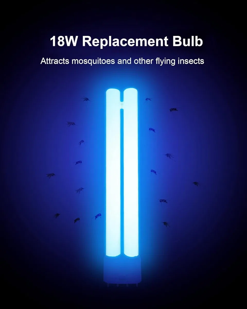 Lampadina di ricambio UV da 18 W, per insetti, attacco a 4 pin, 19 x 4,9 x 2,2 cm, 1 confezione (Bianco)