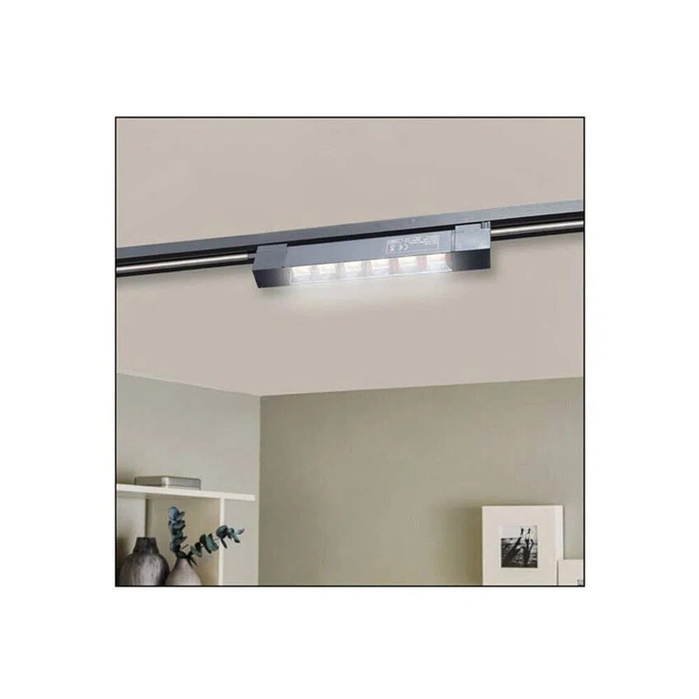 Vetrineinrete® Faretto track orientabile da binario 12 watt 6 led faro bianco o nero monofase luce fredda 6500k naturale 4000k calda 3000k (Nero Luce Calda 3000k)