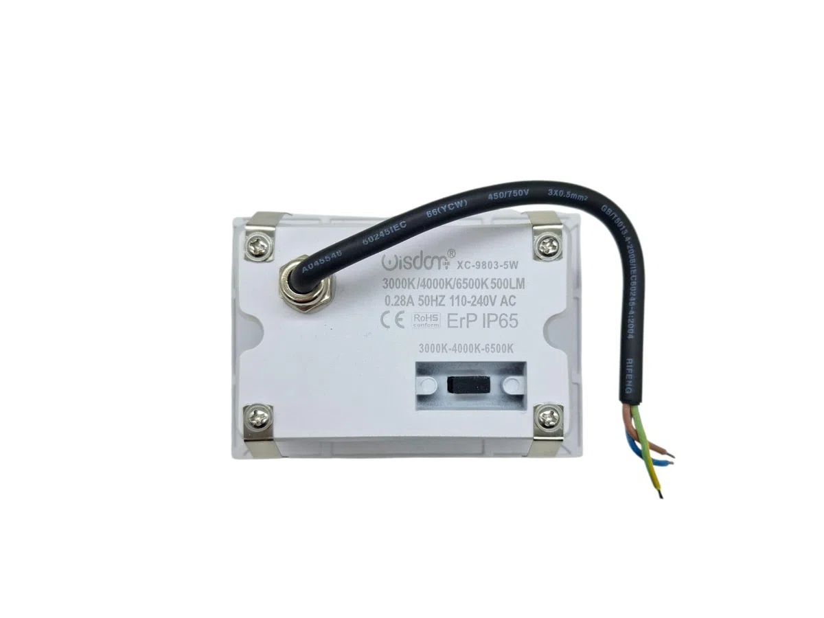 Segnapasso LED da Incasso per 503 a Parete IP65 5W 500 Lumen CCT Switch Luce Calda Fredda e Naturale Vetro Frontale per Scale Corridoi e Esterno
