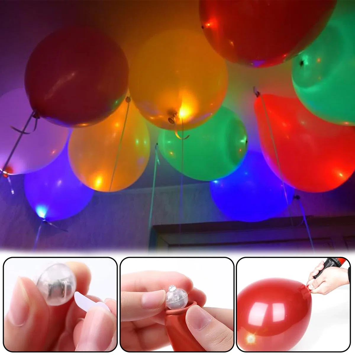 Roselee Mini Led Palloncini Luci Giallo, 100pezzi Mini Lampada Led Palloncini Luci Rotondo Lanterne per Festa di Compleanno, Matrimonio, Halloween, Decorazione Natalizia