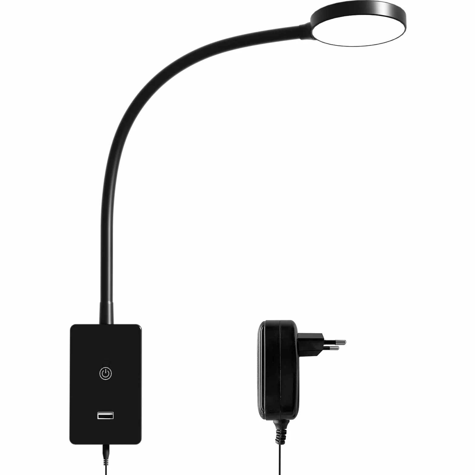 ENUOTEK Lampada da Lettura a LED con Dimmer Ttouch, Applique da Lettura, Lampada da Lettura per il Letto con Porta USB da 2A e 4 Livelli di Luminosità (100% - 70% - 35% - 15%), 4000K