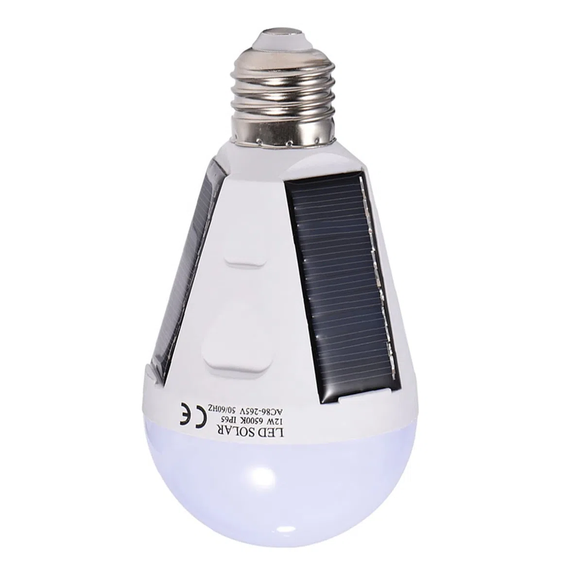 Lampadina LED Solare con Batteria da 1200 MAh, Attacco E27, Illuminazione Interna Esterna Impermeabile IP65 per Campeggio, Escursionismo, Uso di Emergenza 12 W Bianco Caldo (12W)