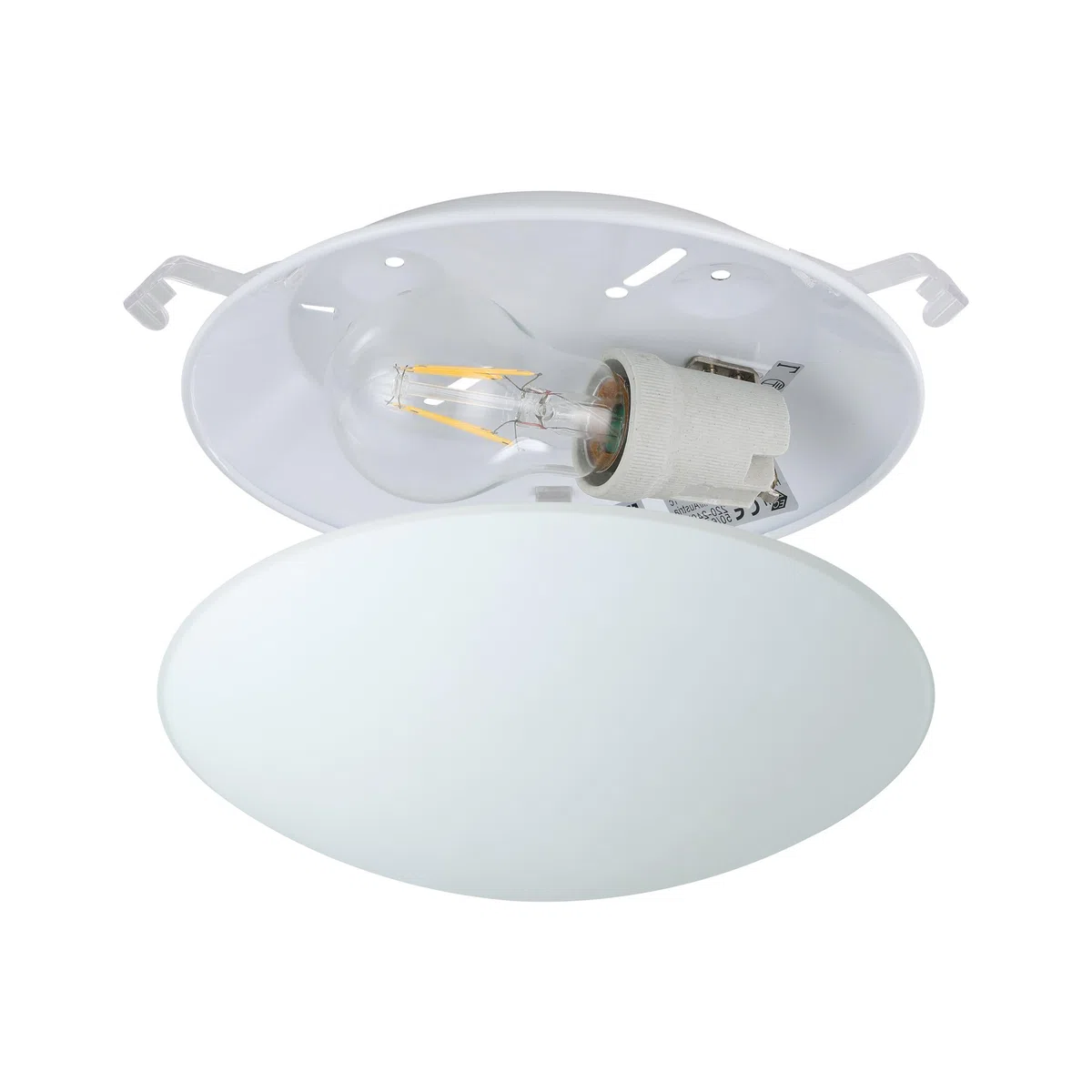 Eglo La plafoniera Mars, lampada da parete a uno punto luce, plafoniera in acciaio, bianco, vetro bianco satinato, attacco E27