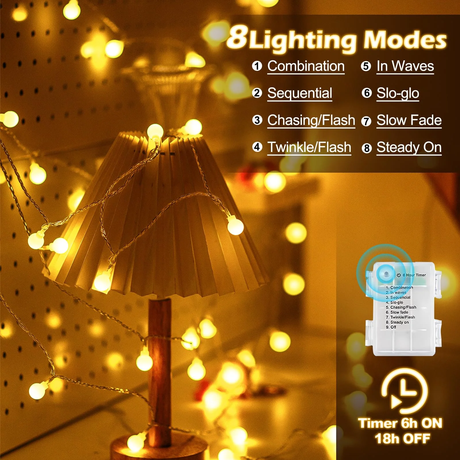 Uping Lucine Led Decorative a Batteria USB 100 LED Luci di Natale Esterno a Batteria Catena Luminosa Interno Natalizie con Pile (Bianco Caldo)