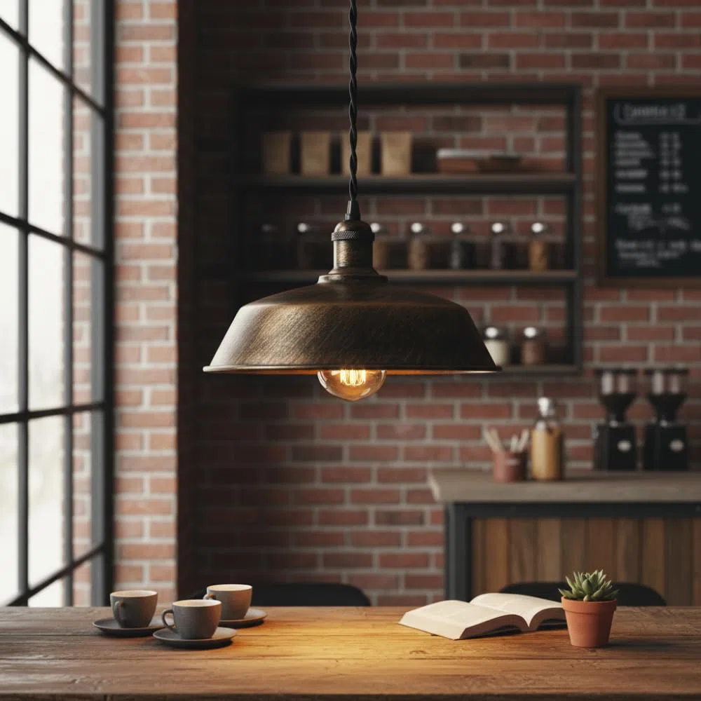 LEDSone 36cm Retro Pendant Lampshade Facile Installazione Pendant Light Vari Interni Industriale Loft Style Metal Paralume (Rame spazzolato)