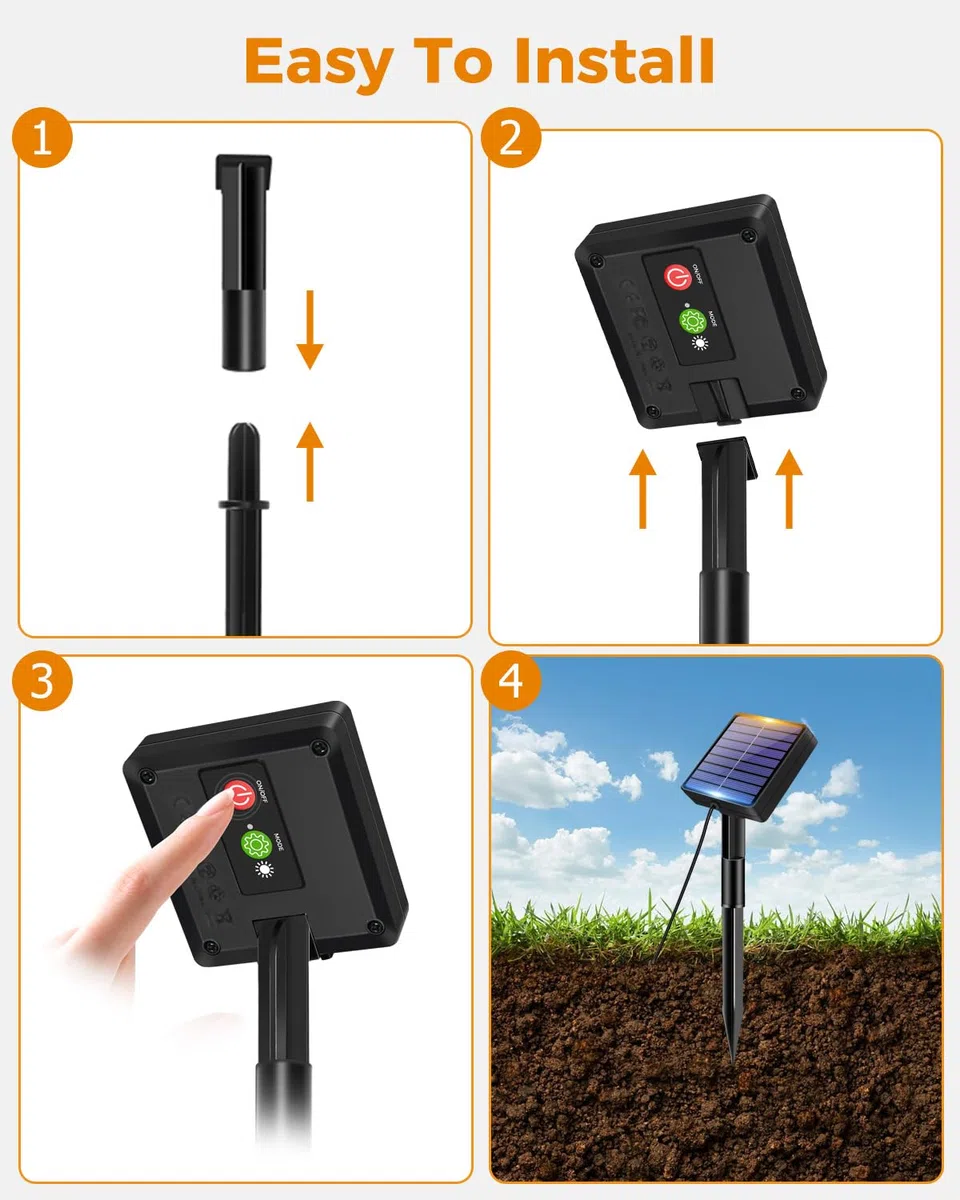 btfarm 2 Pezzi Luci Solari Esterno, 6M 60LED Catena Luminosa Esterno Solare IP65 Impermeabile, 8 Modalità Lucine Natale Esterne Energia Solar Decorative per Giardino Albero Patio, Bianco Caldo