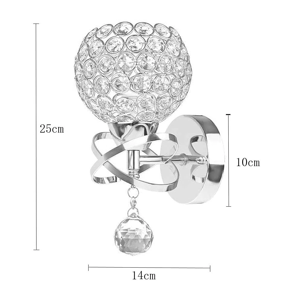 Lampada da Parete Moderno Cristallo Applique da Parete E27 Industriale Lampadario Da Soffitto Creativa Per Corridoio Scale Ingresso Camera da Letto per Bambini (Argento)