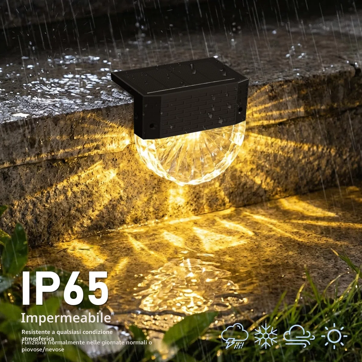 FIFlying Luci Solari da Giardino, 6 Pezzi Luce Solare Led Esterno, IP65 Impermeabile Lampade Solari da Esterno, 3 Modalità, Auto ON/OFF per Gradini Cortili Prato Vialetto, Bianco Caldo/RGB