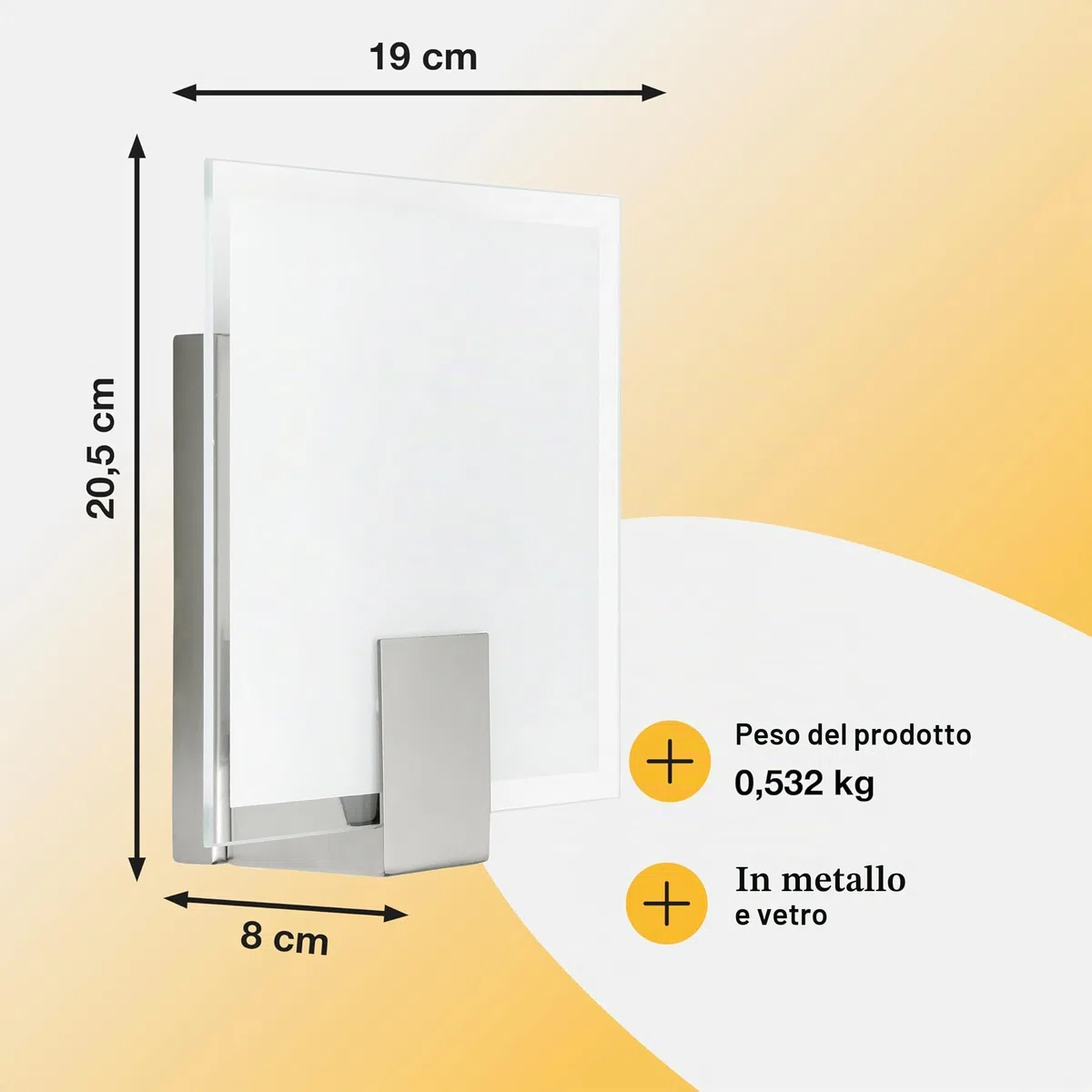 BRILLIANT lampada Sonian applique quadrato ferro/bianco | 1x C35, E14, 40W, adatto per lampade a candela (non incluse) | Scala da A ++ a E | Adatto per lampade a LED