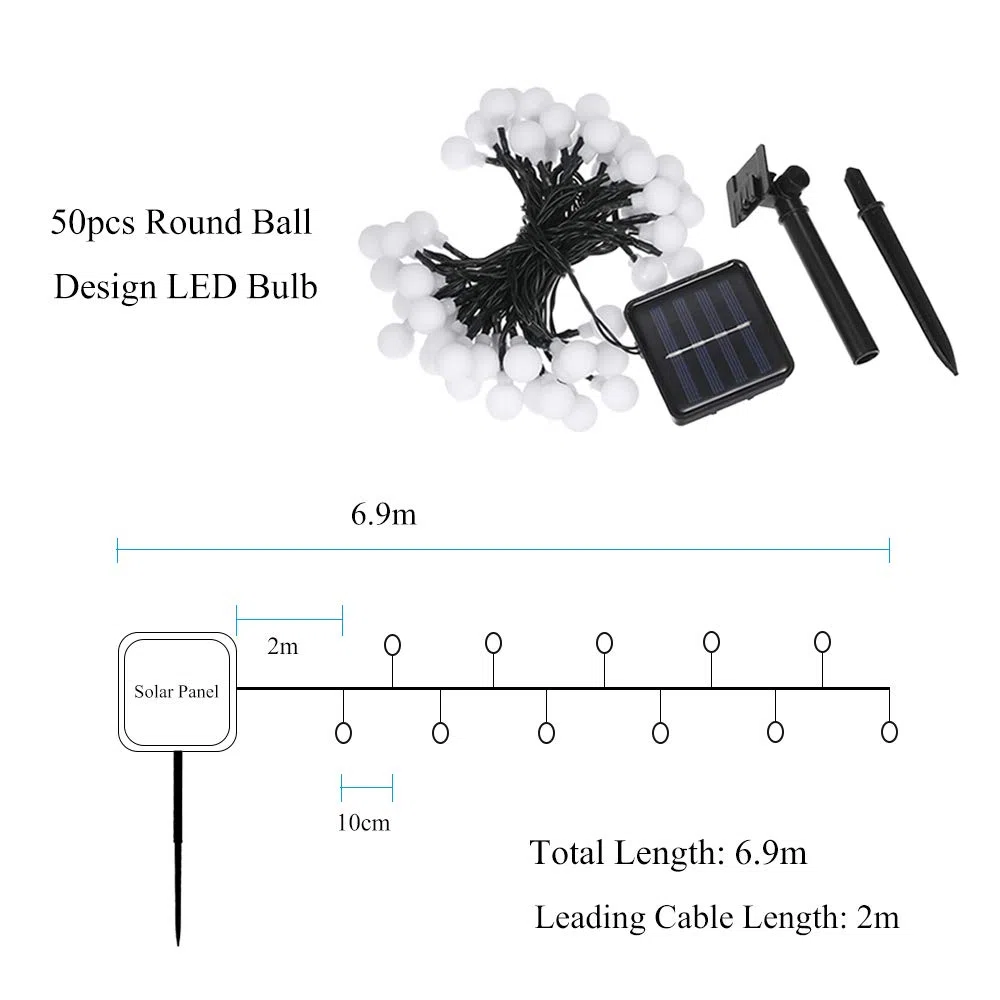 Tomshine Stringa di Luci Solari per Esterni, 6,9 m 50 Luci di Stringa Solari a LED Impermeabili IP44 con 8 Modalità di Illuminazione per la Eecorazione