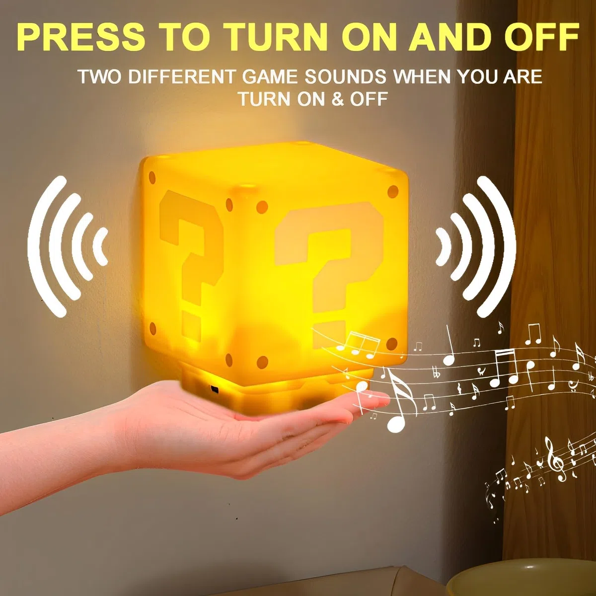 Lampada Punto Interrogativo Cubo con Suono, 3D Light Night Lights per Anime, Lampada Punto Interrogativo, Luce Notturna Game per Regalo di Compleanno o di Natale