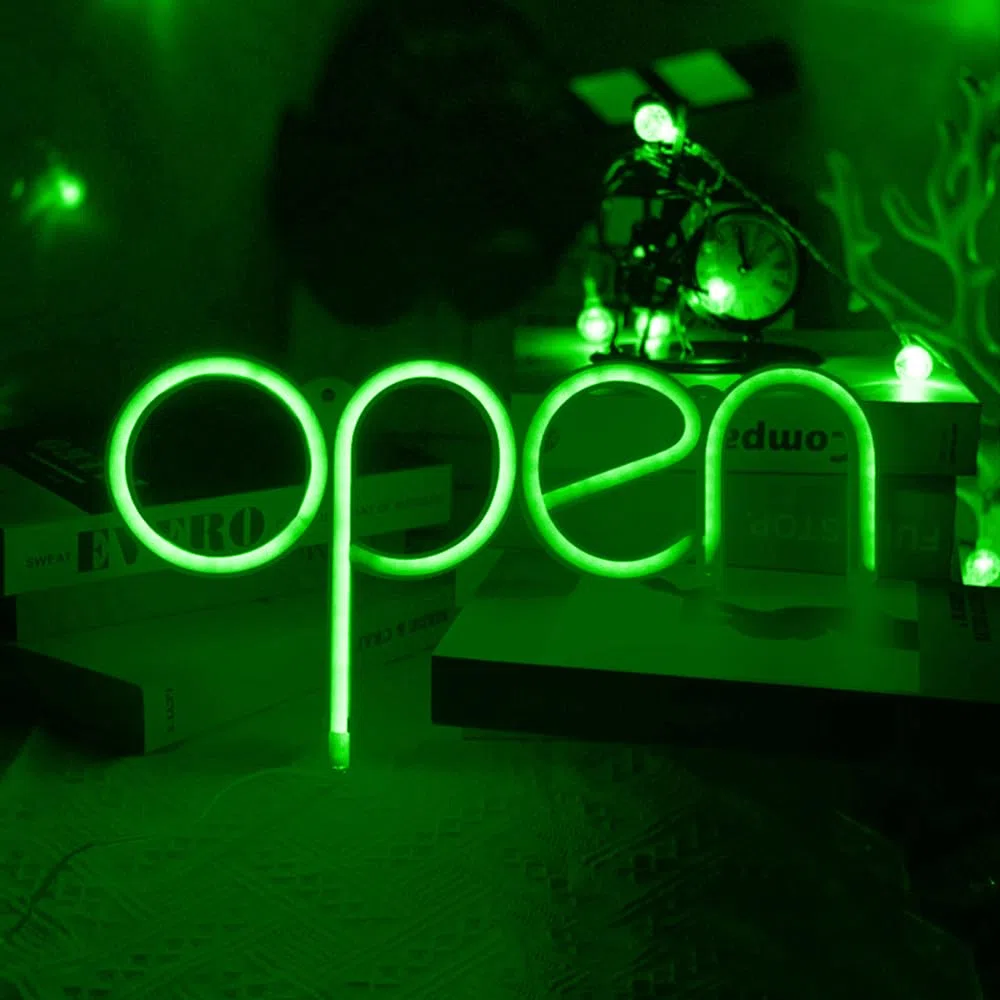 Open LED Neon Sign, Custom Open Neon Light Sign for Business Store, Bar, Cafe, Restaurant, Hotel, Party, Game Room Decoration (verde)