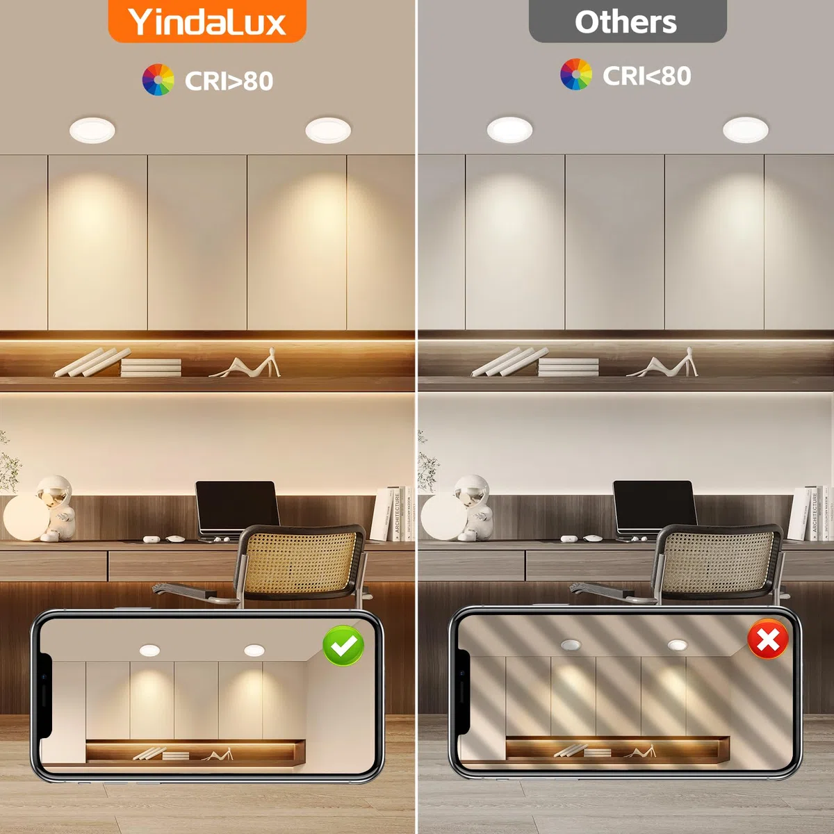 YindaLux Set di 3 Faretti LED da Incasso 230V 3W 4000K Neutro, 15mm Ultra Piatti per Cartongesso, 300LM Apertura Soffitto 55-58mm, IP44 Soffitto, Bianco