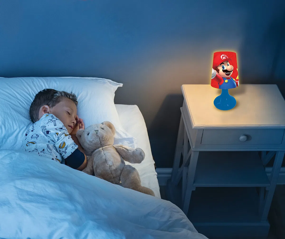 Lexibook, Super Mario, Mini lampada da comodino senza fili e luce notturna, rossa, MLT10NI