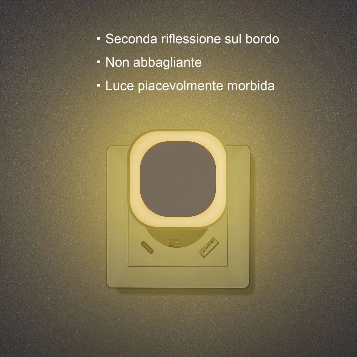 YUNLEX Presa di Luce Notturna con Sensore Crepuscolare, 3 livelli di luminosità regolabile per Camera dei Bambini, Bagno, Corridoio, Cucina, Scale, Bianco caldo