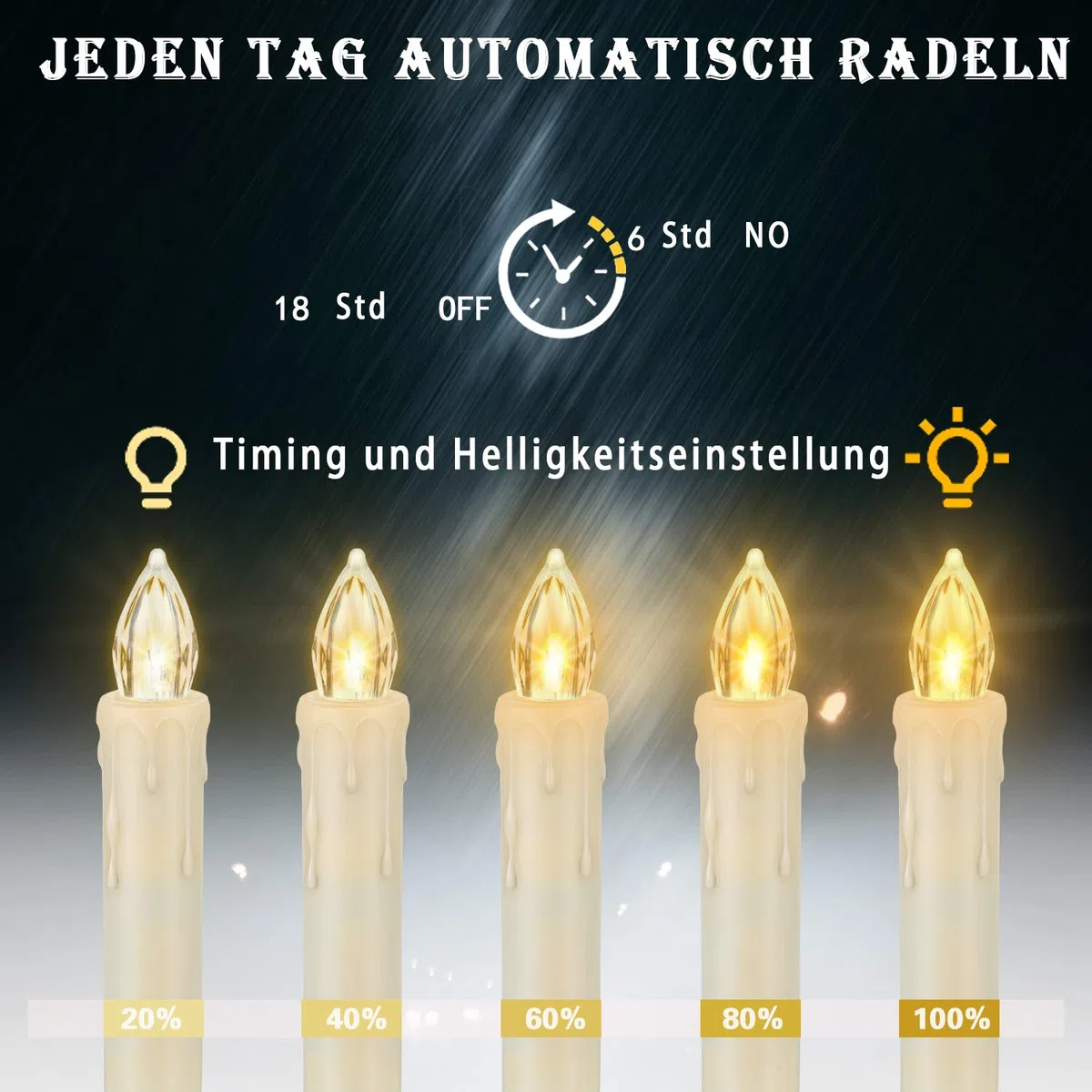 FREEPOWER 10 Candele LED Albero di Natale con Telecomando Timer Fiamma Tremolante, Senza Fili, Luce Bianca Calda, Dimmable, Interni Esterni Impermeabili, Decorazioni Natalizie（Include 10 batterie）