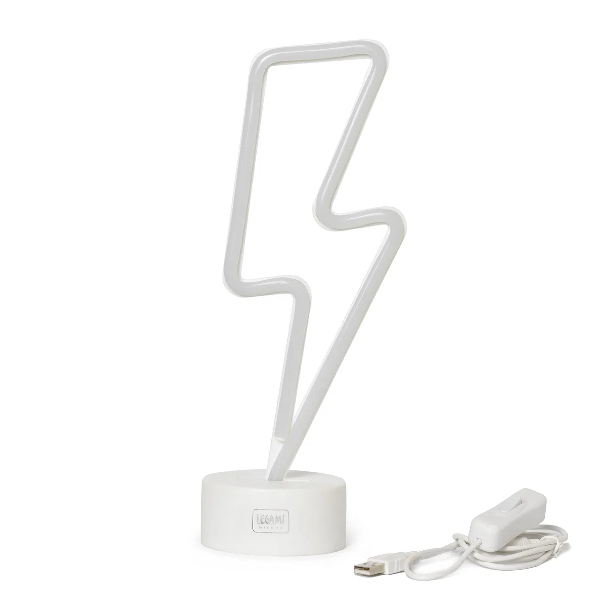 Legami - Lampada Led Effetto Neon, It's a Sign, H 31 cm, Tema Flash, Doppia Alimentazione, Cavo USB (Incluso) o Batterie (non Incluse), Lampada da tavolo, Luce Multicolore