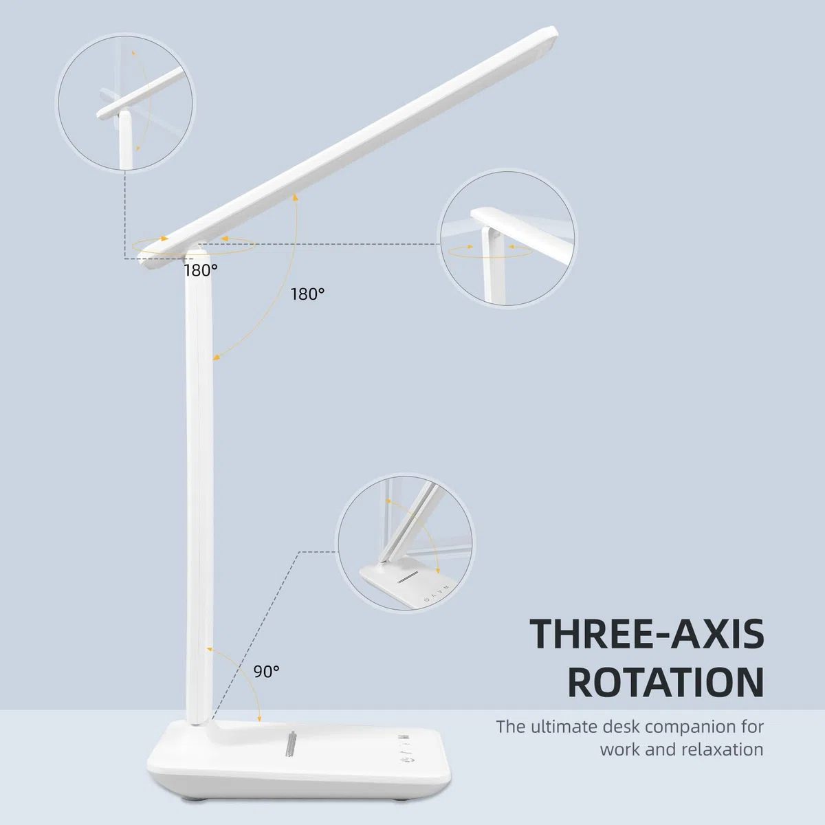Carehabi Lampada da scrivania a LED, dimmerabile, lampada da tavolo a LED con 5 colori e 5 livelli di luminosità, lampada da lettura con porta di ricarica USB, controllo touch per bambini, camera da