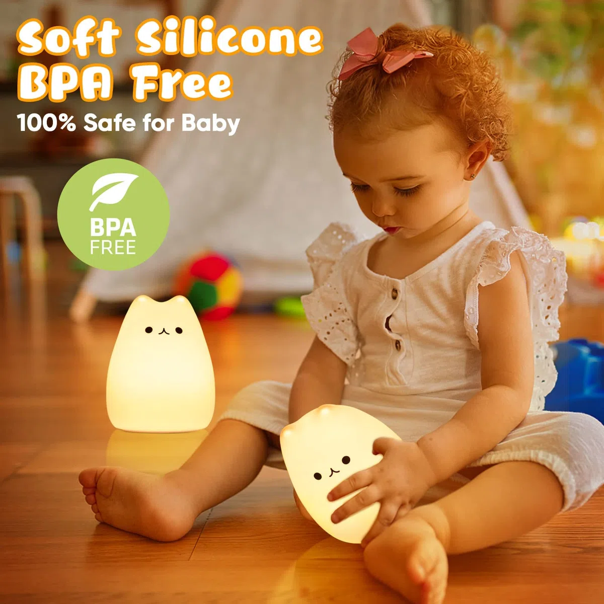 Luce Notturna Bambini, RGB Lampada Notturna Per Bambini, Dimmerabile Lucina Notte Bambini, Funzione Timer 7 Colori USB Ricaricabile LED Silicone Regalo Neonato Cameretta