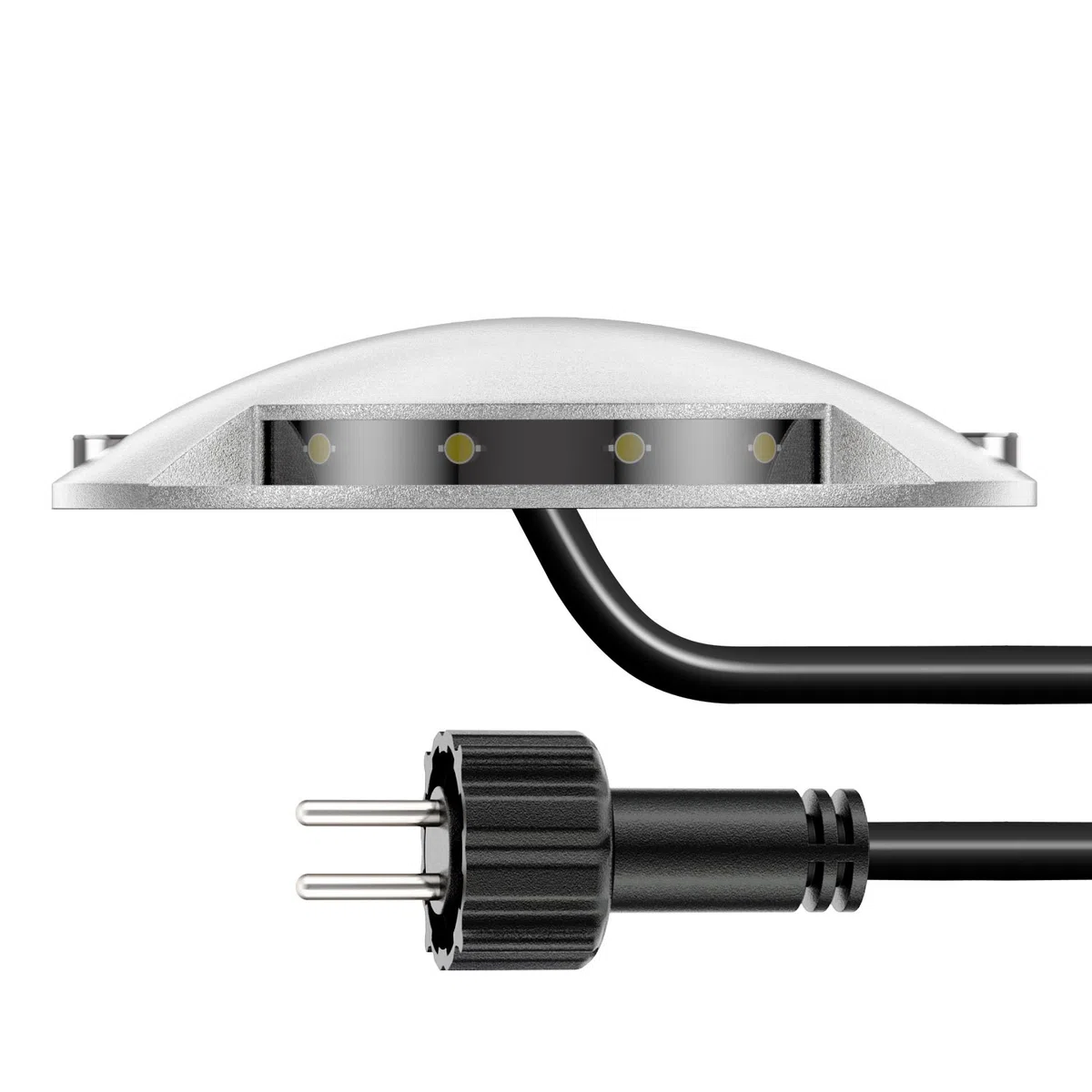 ledscom.de Luce di terra a LED, segnavia BUNDA per esterni, IP67, a 2 fiamme, alluminio, rotonda, Ø 70 mm, bianco freddo