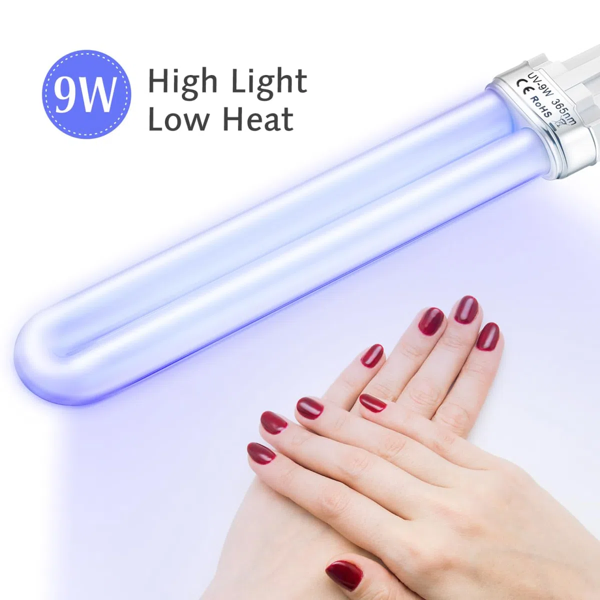 POPETPOP 4 Pezzi 9W Lampadina UV Nail Tube sostituzione: 365Nm Tubo Lampada per lampade asciuga unghie ultraviolette