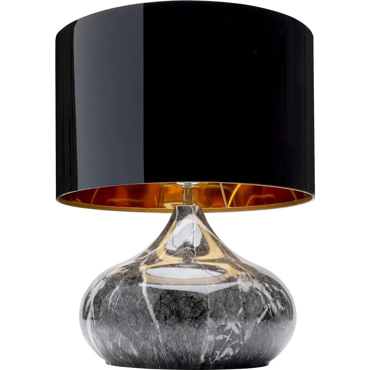 Kare Design Lampada da tavolo Mamo Deluxe, nero, 41x37x37cm | abat jour effetto marmo, paralume orientabile, luce calda, stile elegante, per comodino, lampadina non inclusa