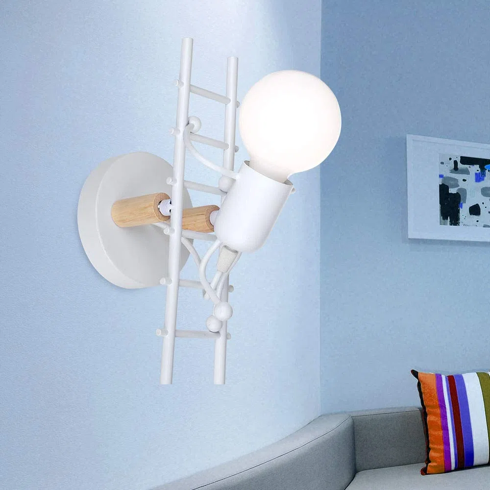 Lampade da Parete E27 Humanoid Applique da Parete Moderna Interno Illuminazione Lampada a Muro Creativo per Camera da Letto Soggiorno Corridoio Camera per Bambini (A-Bianco)
