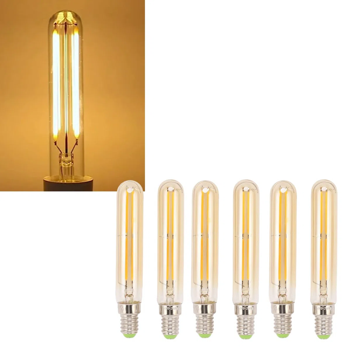 Lampade Tubolari, Lampada Tubolare LED Flikring Free 2300K E14 T20x120 per la Casa (Color oro)
