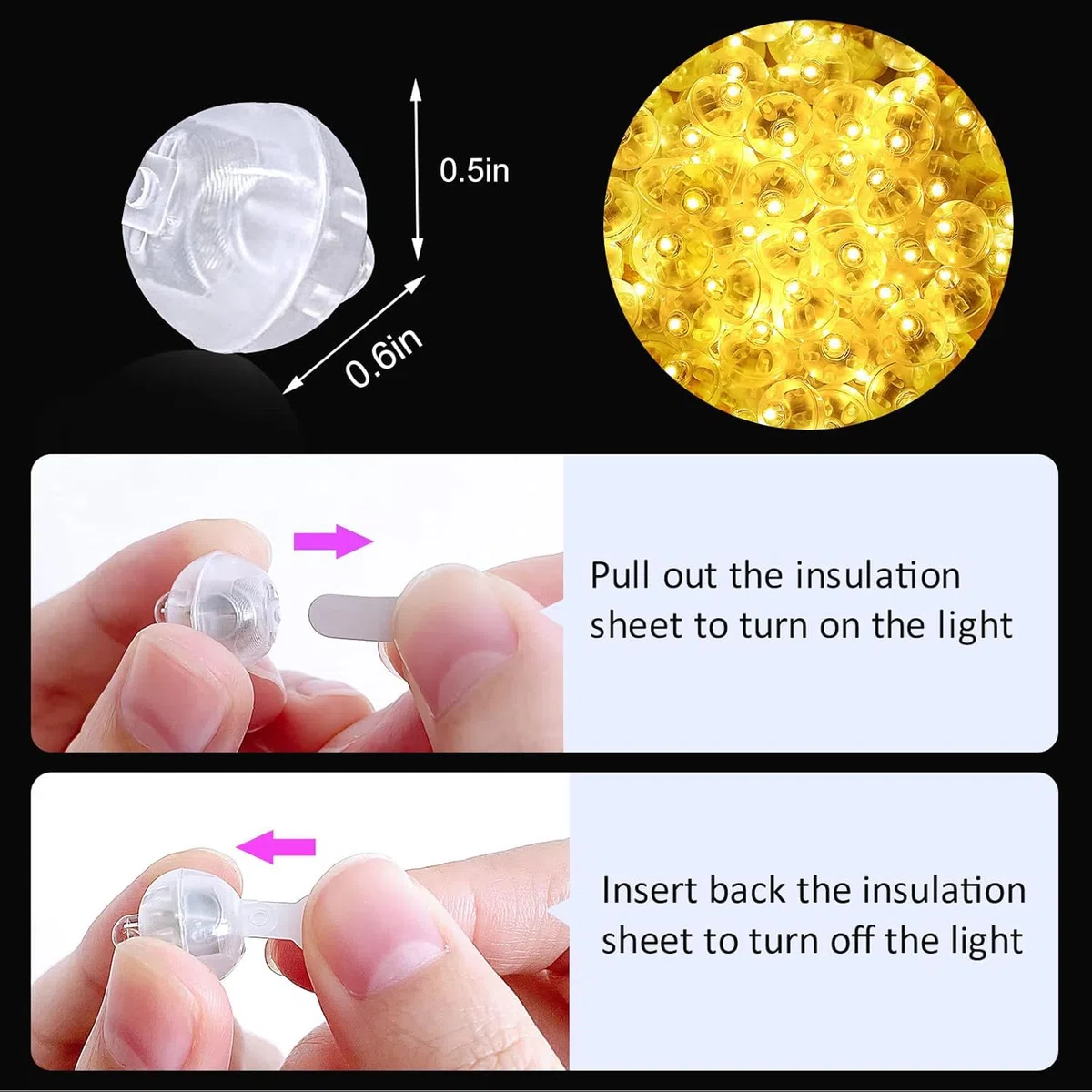 LED per Palloncini 100 Pezzi Mini Luci LED a Batteria Piccole Luminosi Lampada Bianco Caldo per Compleanno, Halloween, Natale, Matrimonio, Capodanno