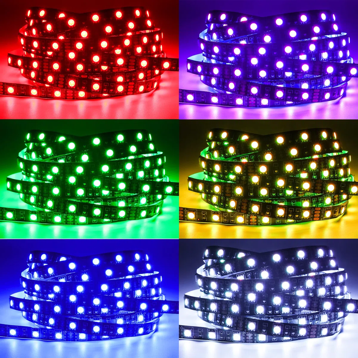 5M Striscia LED RGB 12V Nero PCB Board SMD 5050 300 LEDs Nastri Led per Camera da Letto, Decorazione Cucina