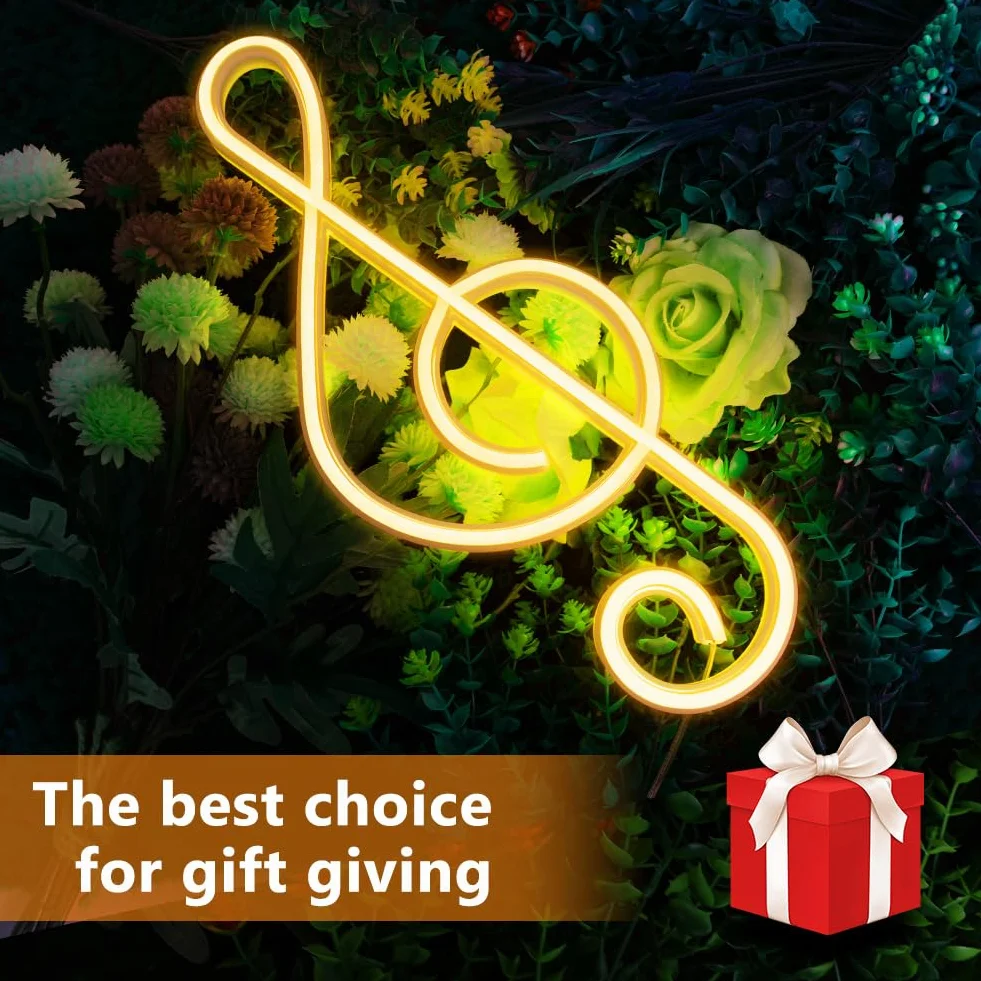 Insegna LED Neon con Nota Musicale - Alimentata a Batteria/USB per Kids Room Party Festive Decor