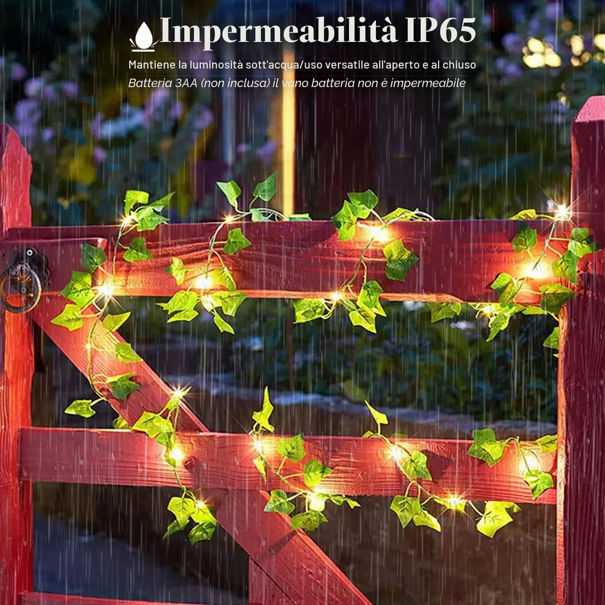 A.bigwhale Stringa luminosa con foglie, 6m 60LED edera ghirlanda luminosa, verde artificiale foglia edera vite con luce, primavera piante decorazione per muro matrimonio festa giardino festival