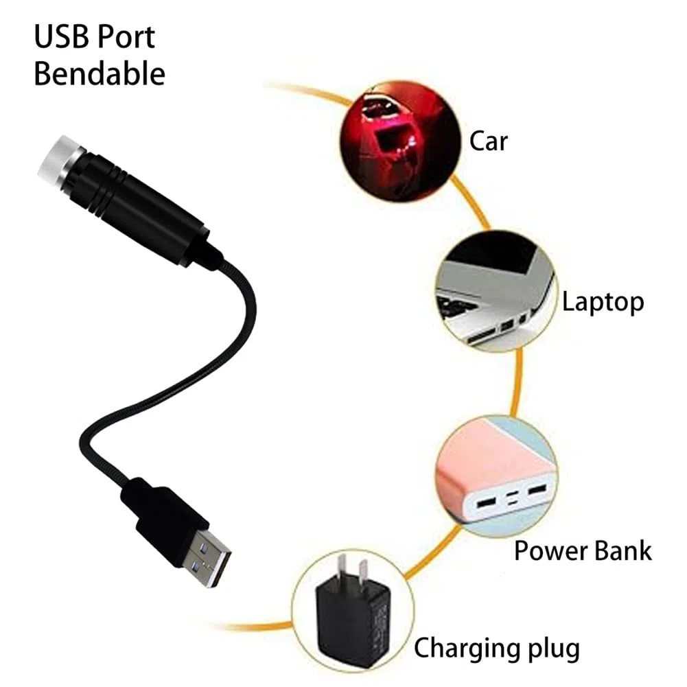 Romantiche Luci Da Tetto Automatiche Usb, Decorazioni Portatili Con Proiettore Di Stelle, Luce Notturna A Stelle, Illuminazione Interna, Con Spina E Festa, Per Auto/Casa/Festa (Red-Blue)