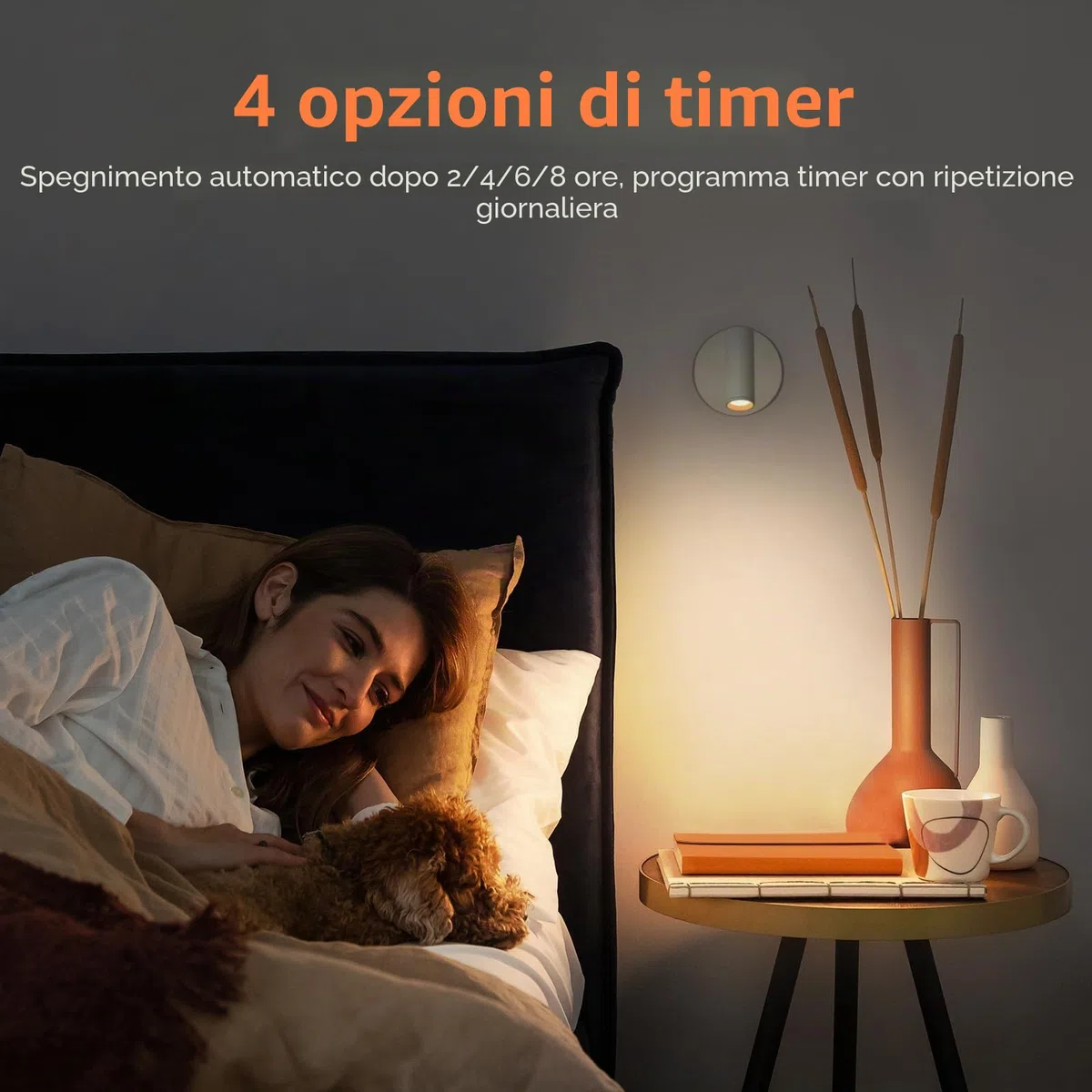 URTOM Spot LED senza fili da interno con telecomando - Intensità variabile - Funziona a pile con timer - Spot ricaricabile - Per decorazione murale di piante