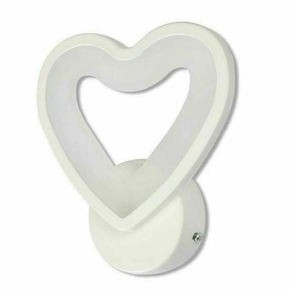 TOT ELECTRIC Applique led da parete cuore bianco lampada muro moderno luce per cameretta da letto (Luce Fredda)