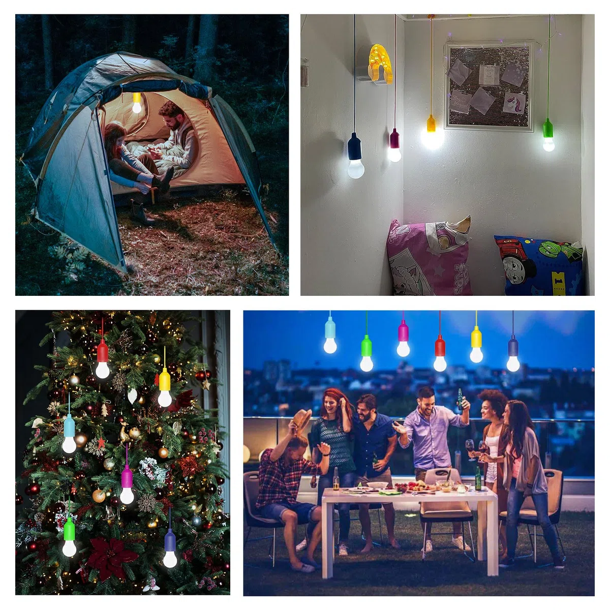 6 Pezzi Lampadina LED Portatile, Lampade LED Campeggio, Lampadina a Batteria con Accensione a Strappo, per Giardino, Campeggio, Festa, Guardaroba, Feste e Emergenza(Bianco Freddo)
